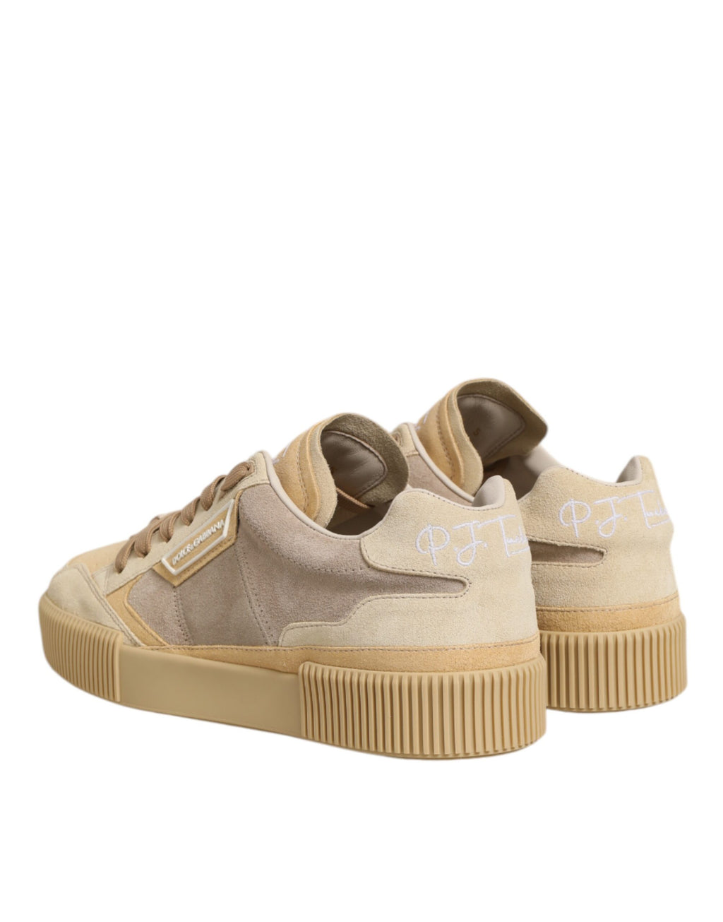 Beige Leather Miami Low Top Sneakers Men Shoes