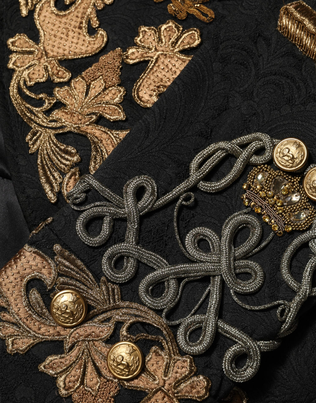 Black Brocade Embroidery Men Coat Jacket