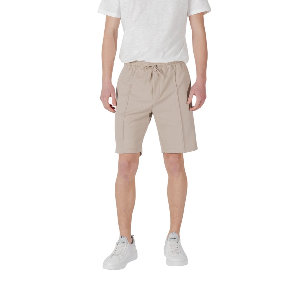Beige Polyester Bermuda