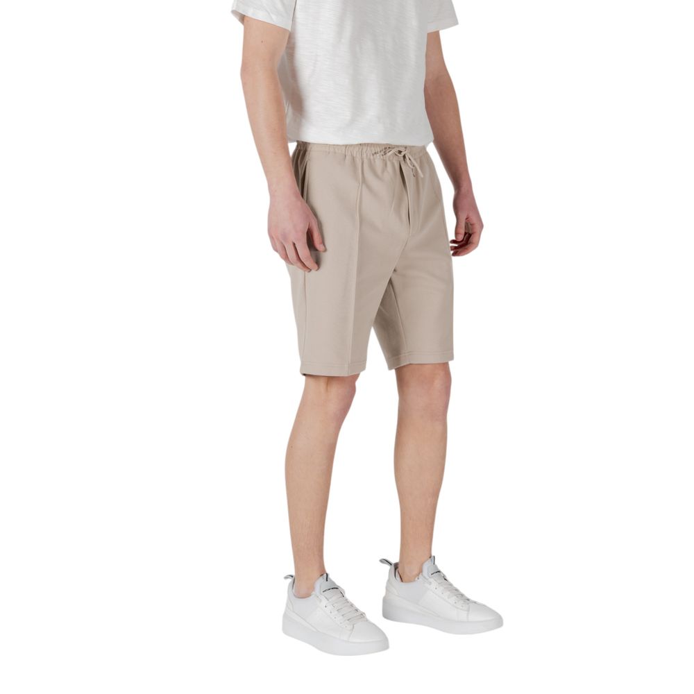 Beige Polyester Bermuda