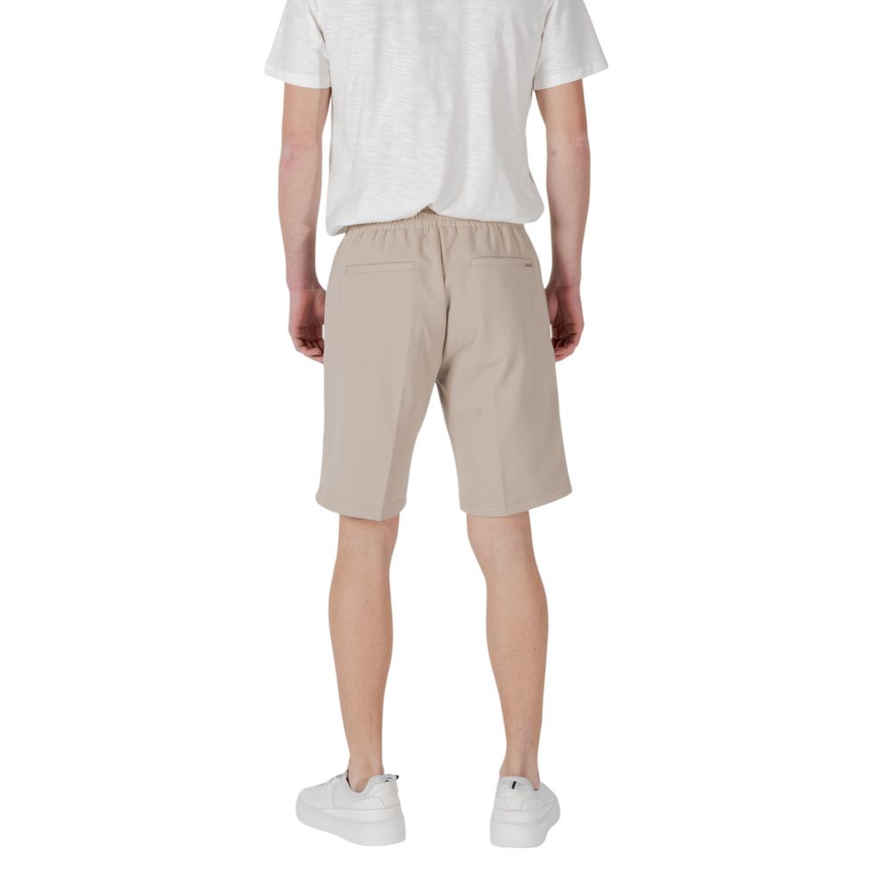 Beige Polyester Bermuda